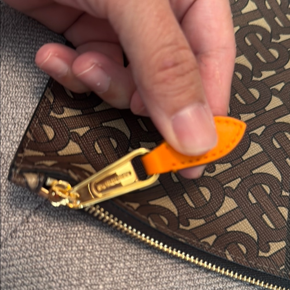 Burberry Brown Monogram Toiletry Bag with Orange and Black Stripes - Picture 3 of 6